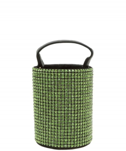 Bold Rhinestone Pave Bucket Shape Bag 6620 GREEN/